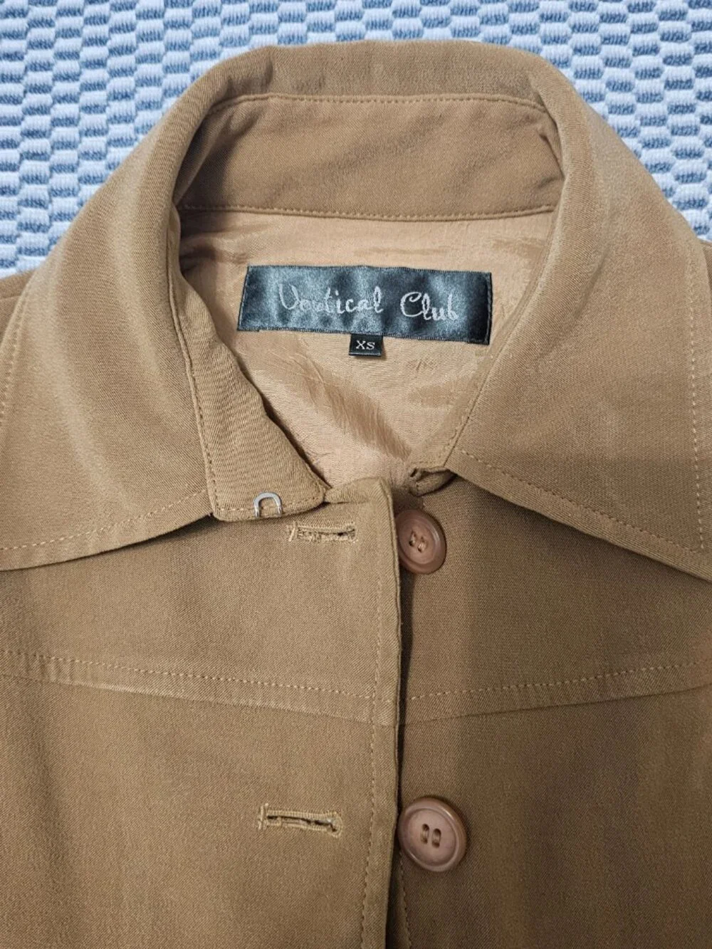 Vintage Vertical Club Camel Tan Blazer Jacket - Women's Size XS - Picture 4 of 8